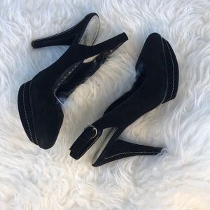 BCBG slingback Suede leather heels platform 8.5
